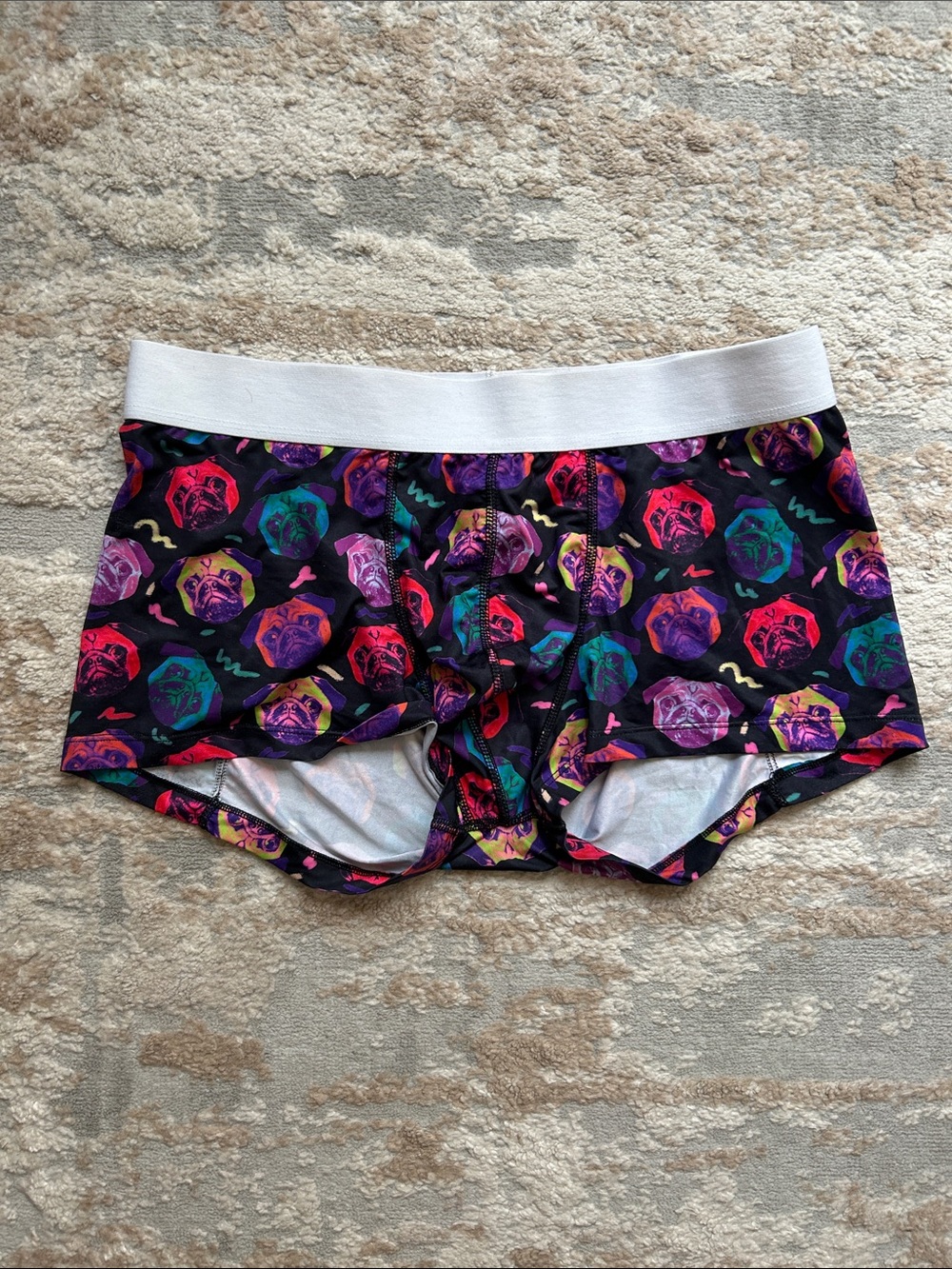 ASOS Multicolor Pug Print Boxer Briefs with White Waistband - Size XL